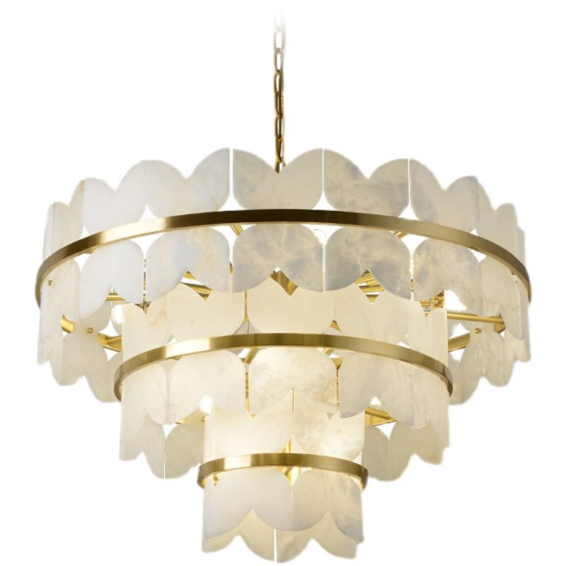 Alabaster Multi-Layer Butterfly Round Chandelier - kimoylights