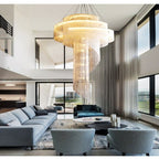 Alisa Luxury Aluminum Chain Tassel Ring Multilayer Chandelier - kimoylights