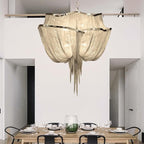 Alisa Luxury Double-Layer Aluminum Chain Tassel Chandelier - kimoylights