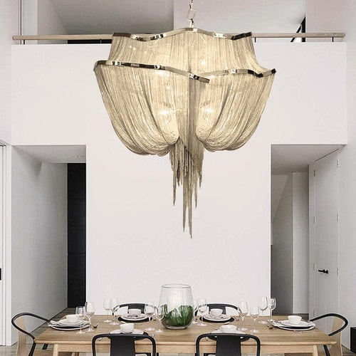 Alisa Luxury Double-Layer Aluminum Chain Tassel Chandelier - kimoylights