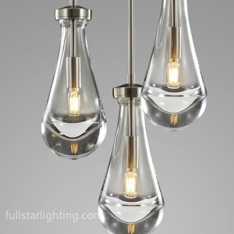 Raindrops 3-Light Rod Round Chandelier