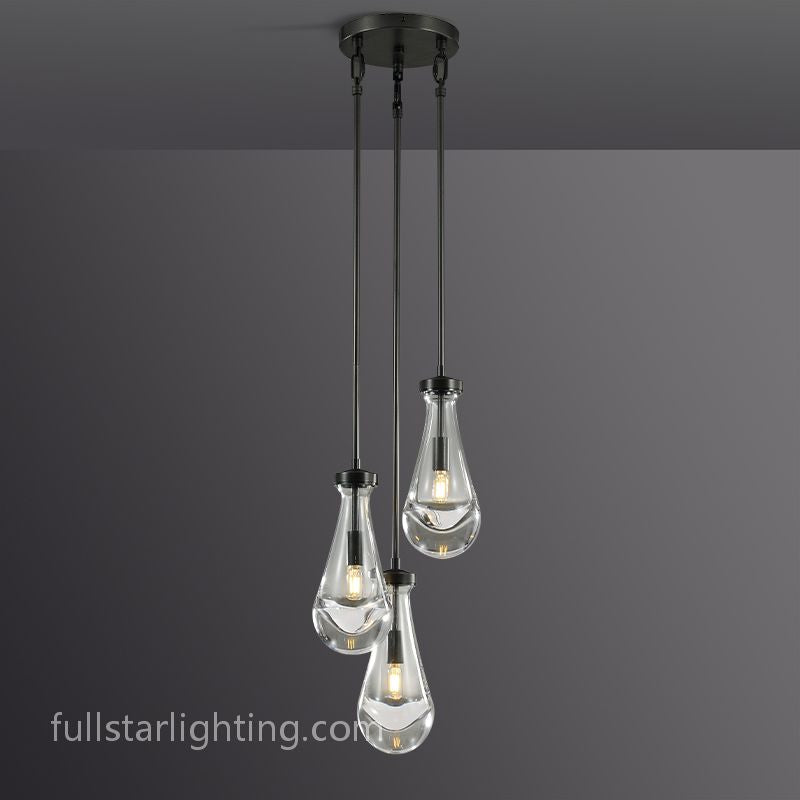 Raindrops 3-Light Rod Round Chandelier
