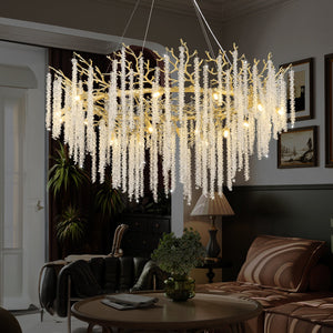 Snow Tree Branch Gold/Silver Chandelier 47''