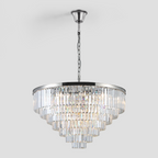 1920s Olion Multi-Tier Clear/Smoke Crystal Round Chandelier