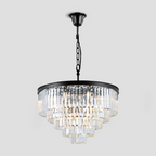 1920s Olion Multi-Tier Clear/Smoke Crystal Round Chandelier
