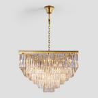 1920s Olion 5-Tier Crystal Square Chandelier