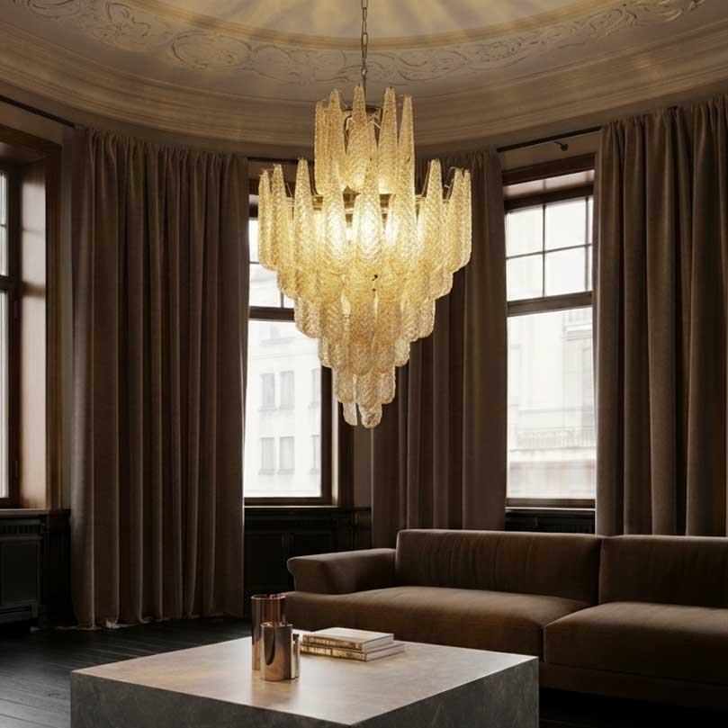 Murano Chandelier 85 Drops Amber
