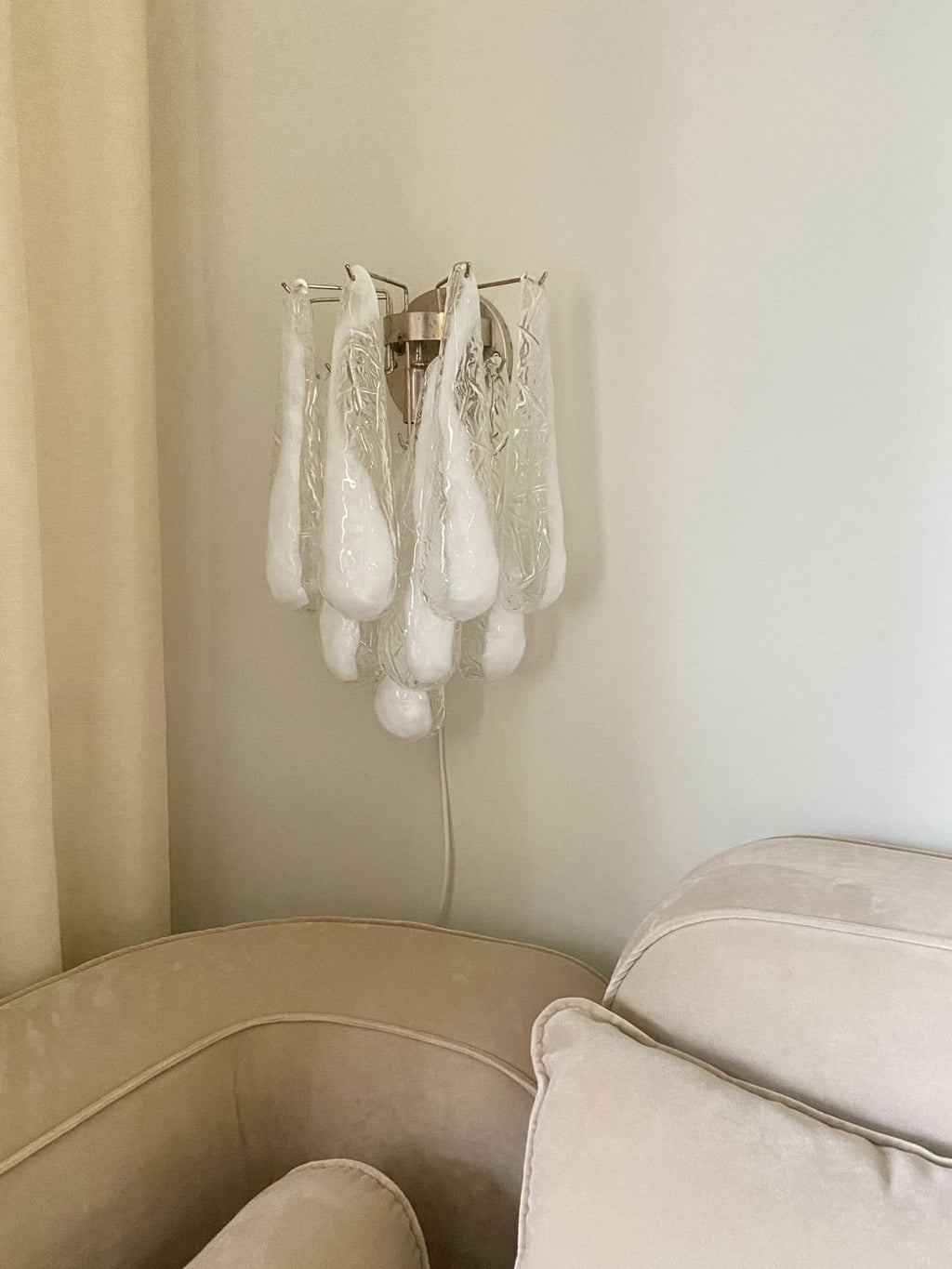 Murano Wall light Petals Drops Transparent/White