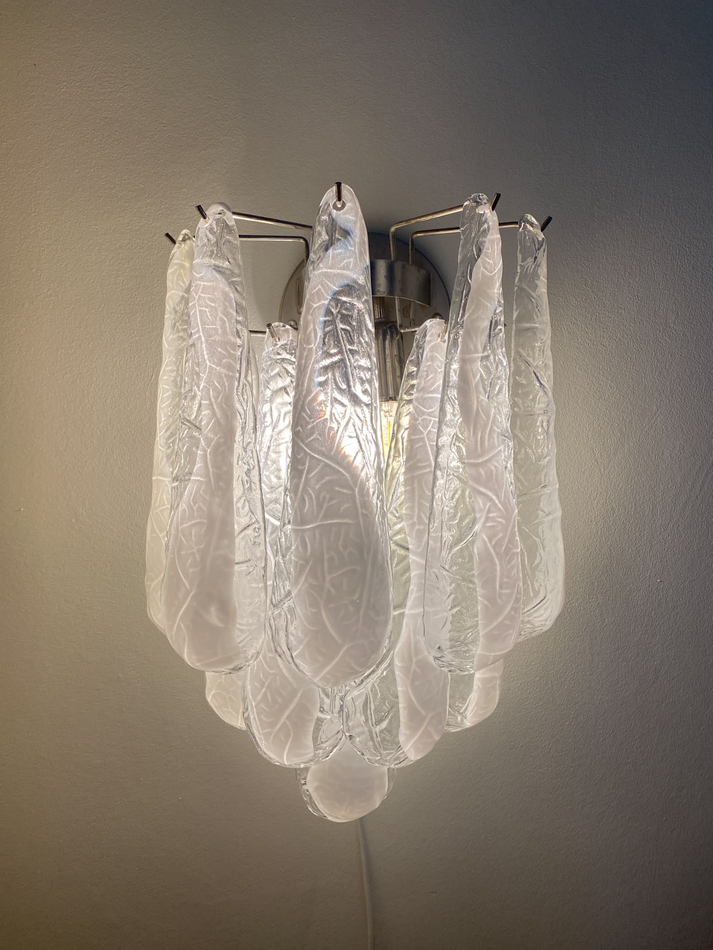 Murano Wall light Petals Drops Transparent/White