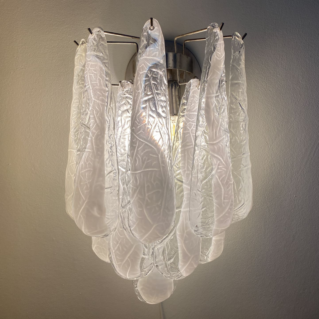 Murano Wall light Petals Drops Transparent/White