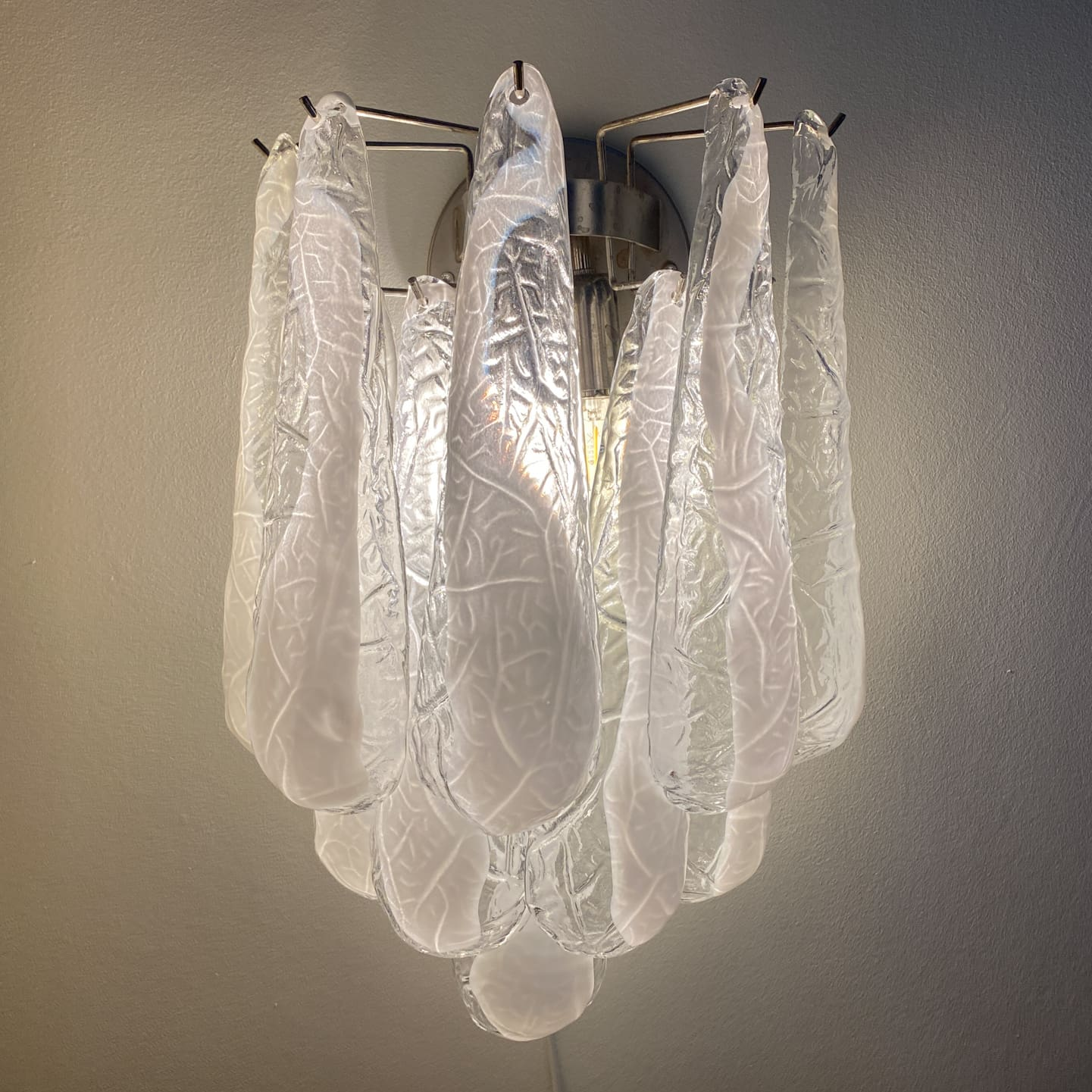 Murano Wall light Petals Drops Transparent/White