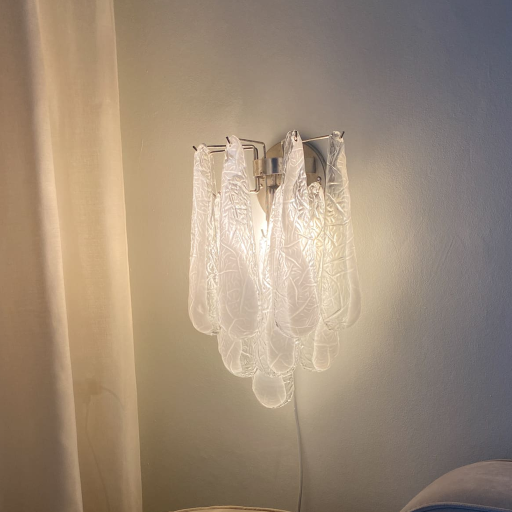 Murano Wall light Petals Drops Transparent/White