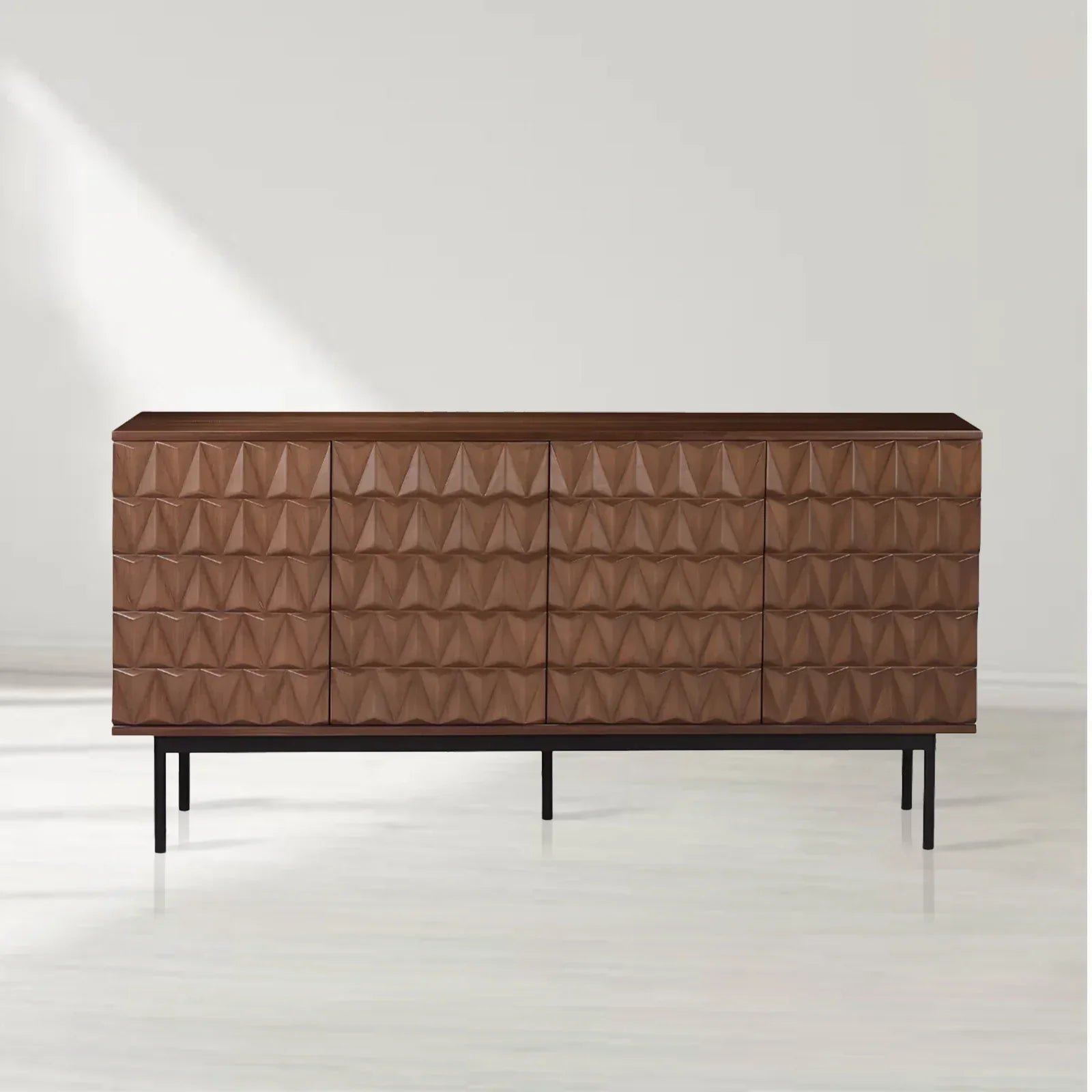 Arden 3D Textured Sideboard – Walnut Finish Sideboard for Dining Room ...