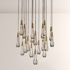 Raindrop Glass Round Solitaire Chandelier -kimoylights