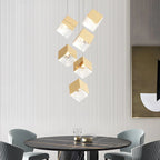 1/3/6/9-Light Multi Glass Ice Cube Metallic Staircase Chandelier