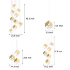 1/3/6/9-Light Multi Glass Ice Cube Metallic Staircase Chandelier