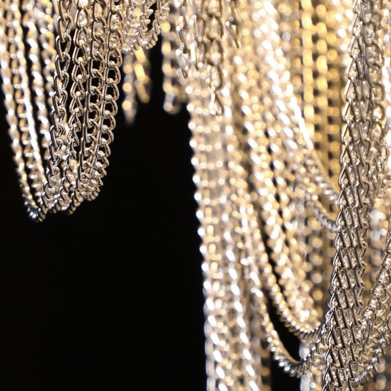Alisa Luxury Hardware Aluminum Chain Tassel Long Branch Chandelier W35" - kimoylights
