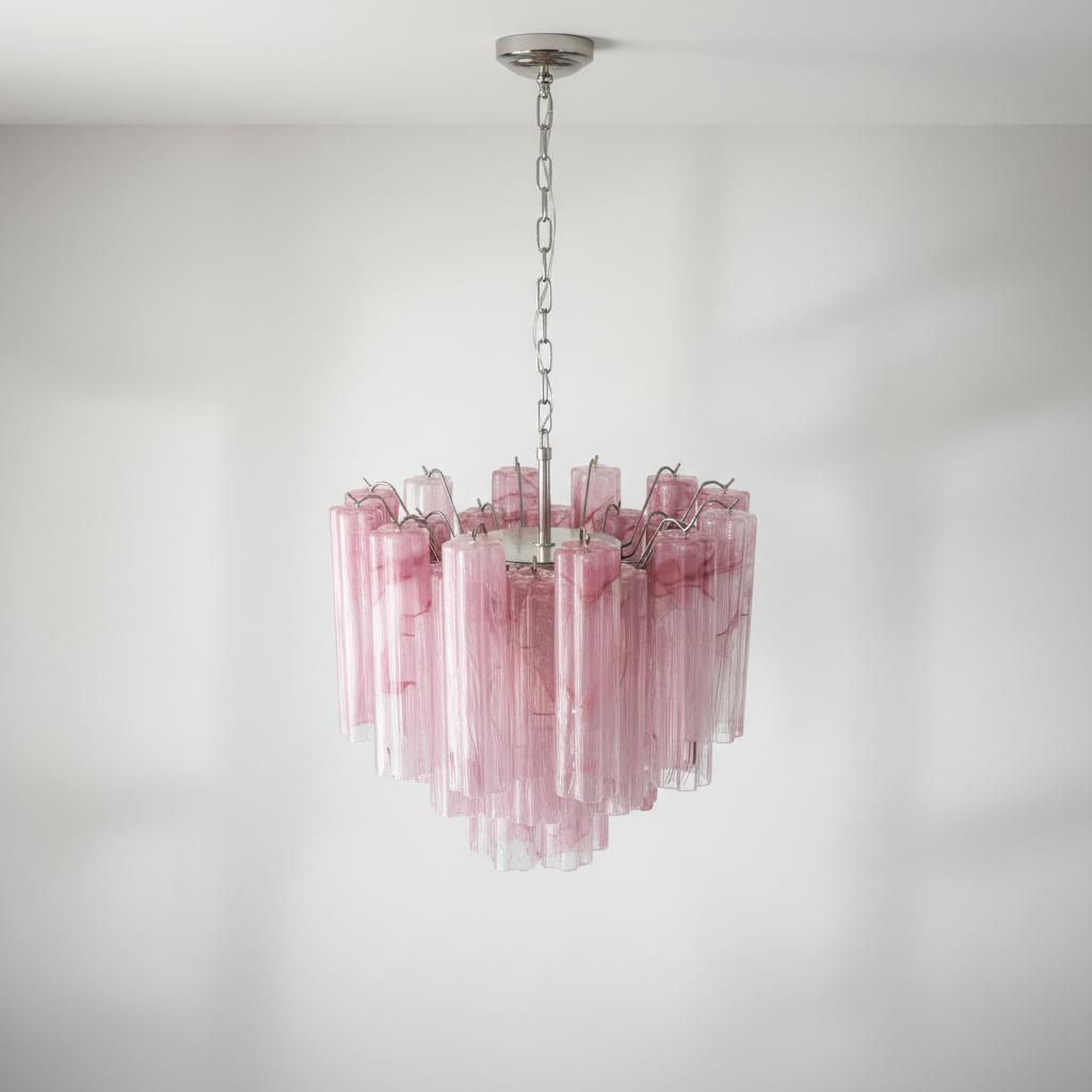 Murelli Pink Glass Tronchi Chandelier