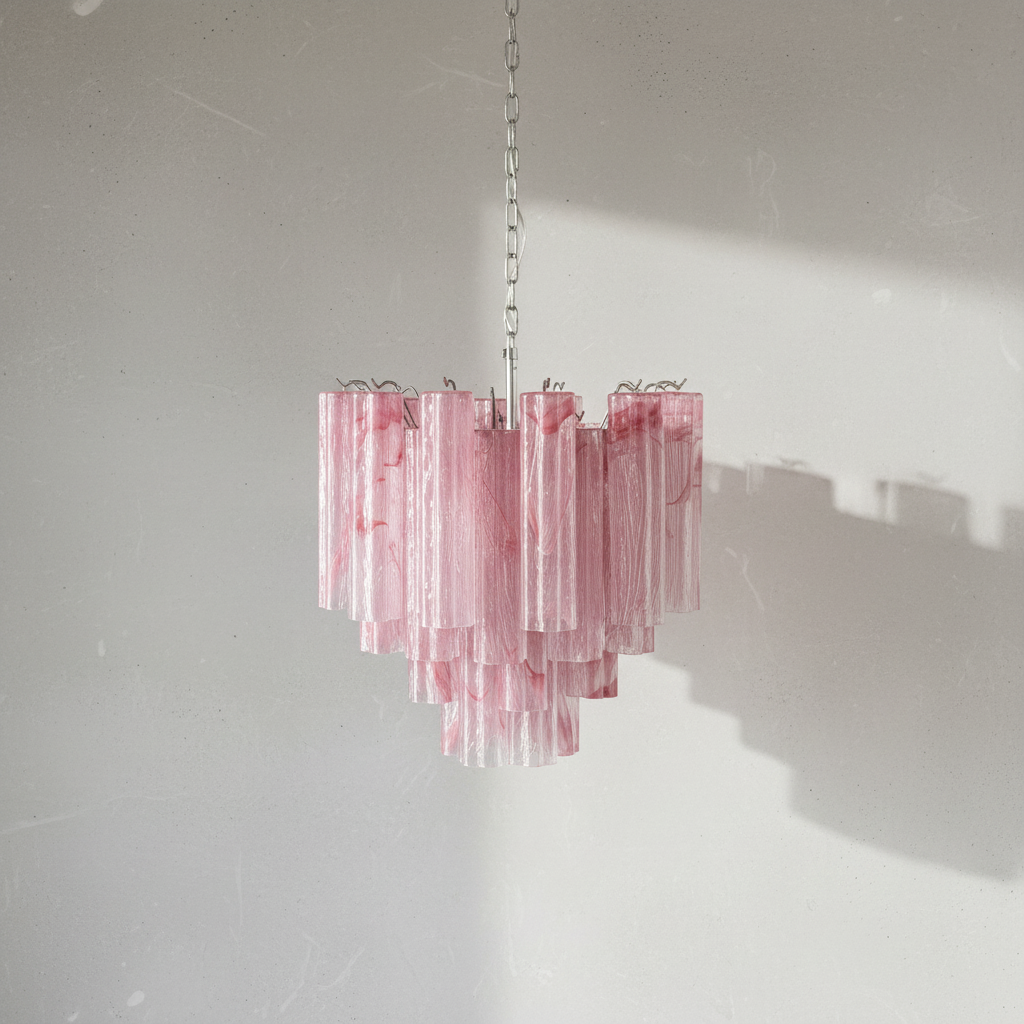 Murelli Pink Glass Tronchi Chandelier