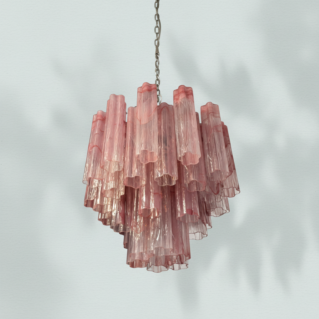 Murelli Pink Glass Tronchi Chandelier