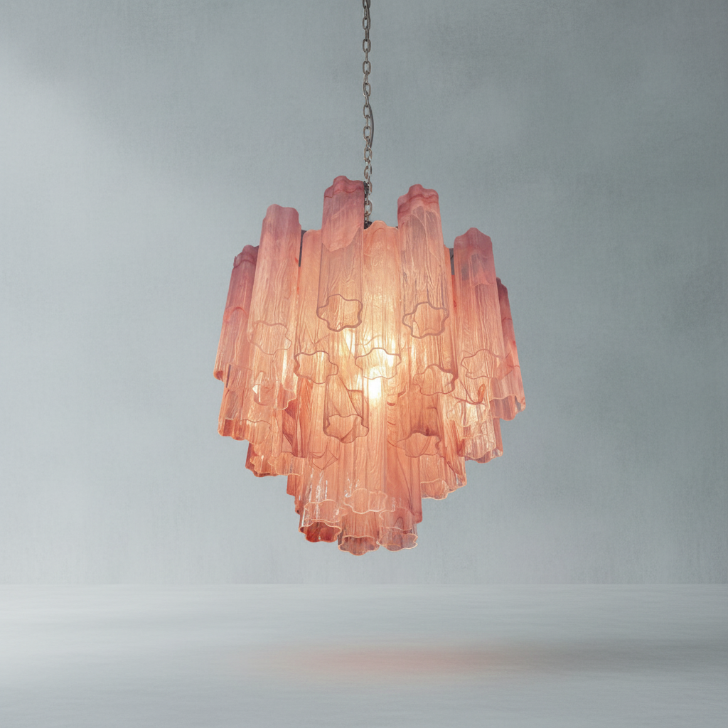 Murelli Pink Glass Tronchi Chandelier