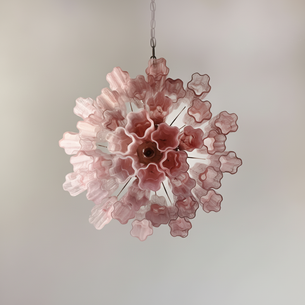 Murelli Pink Glass Tronchi Chandelier