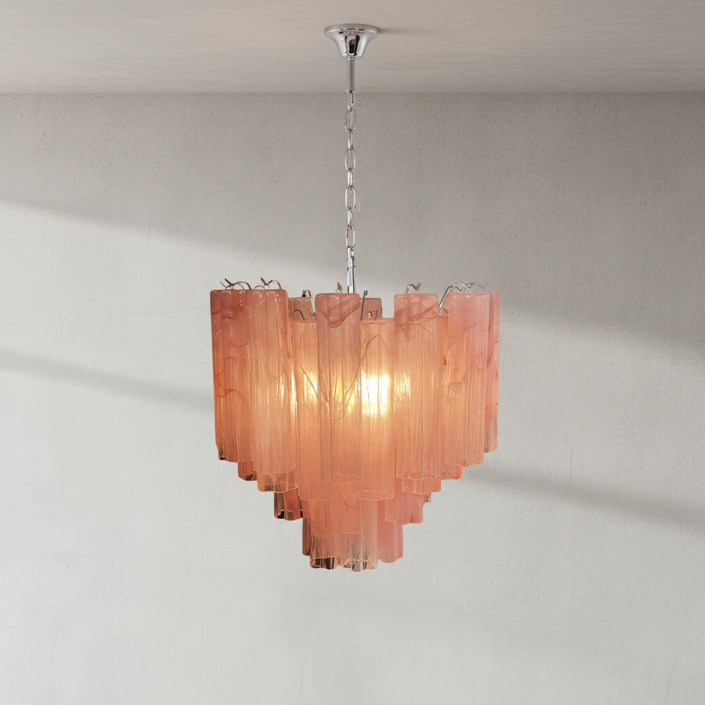 Murelli Pink Glass Tronchi Chandelier