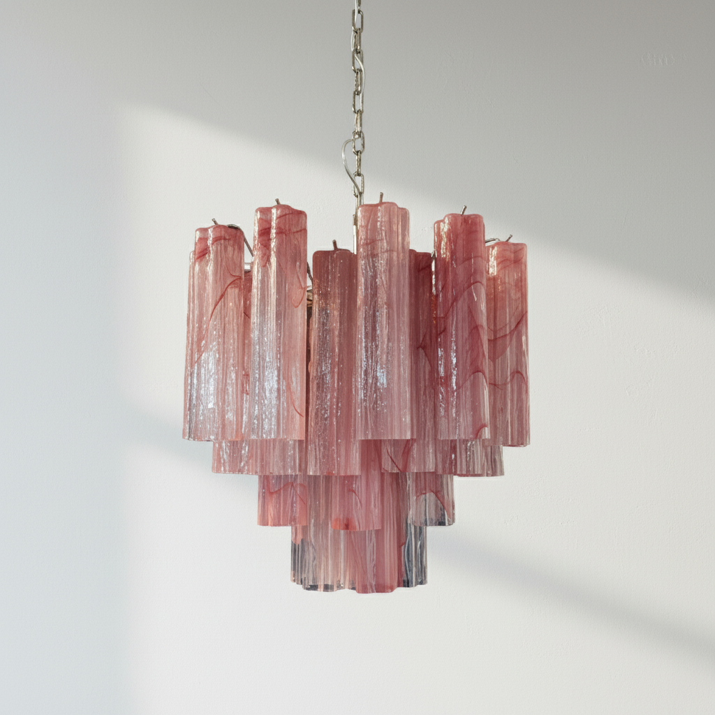 Murelli Pink Glass Tronchi Chandelier