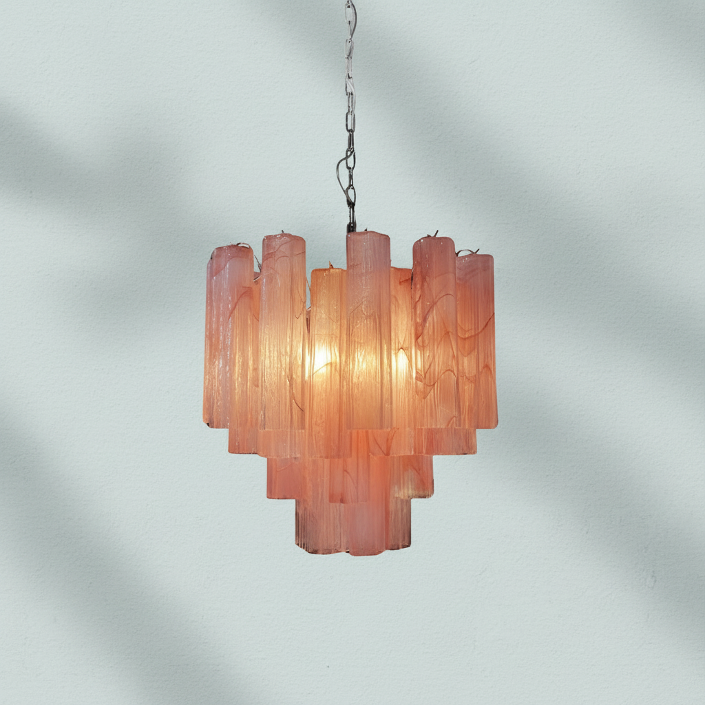 Murelli Pink Glass Tronchi Chandelier