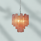Murelli Pink Glass Tronchi Chandelier