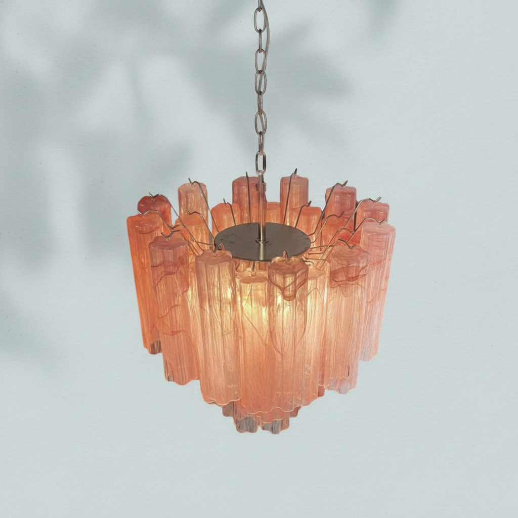 Murelli Pink Glass Tronchi Chandelier
