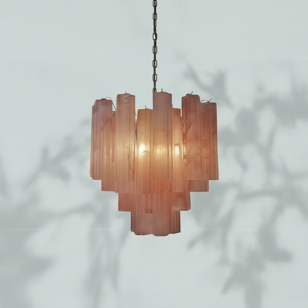 Murelli Pink Glass Tronchi Chandelier