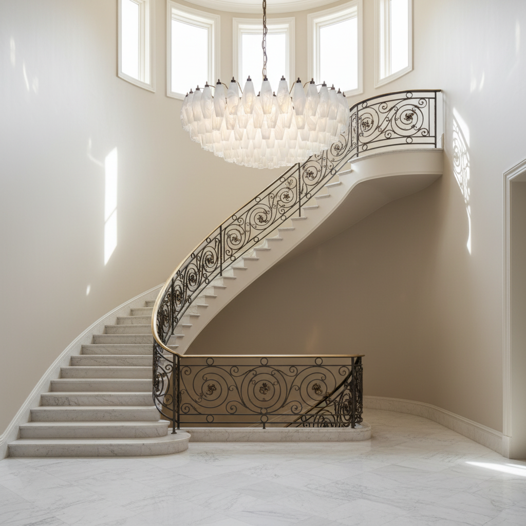 Murano Chandelier – Poliedri – 185 glass – White Alabaster