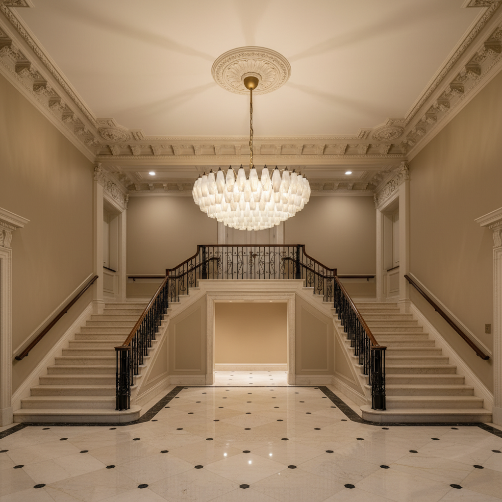 Murano Chandelier – Poliedri – 185 glass – White Alabaster