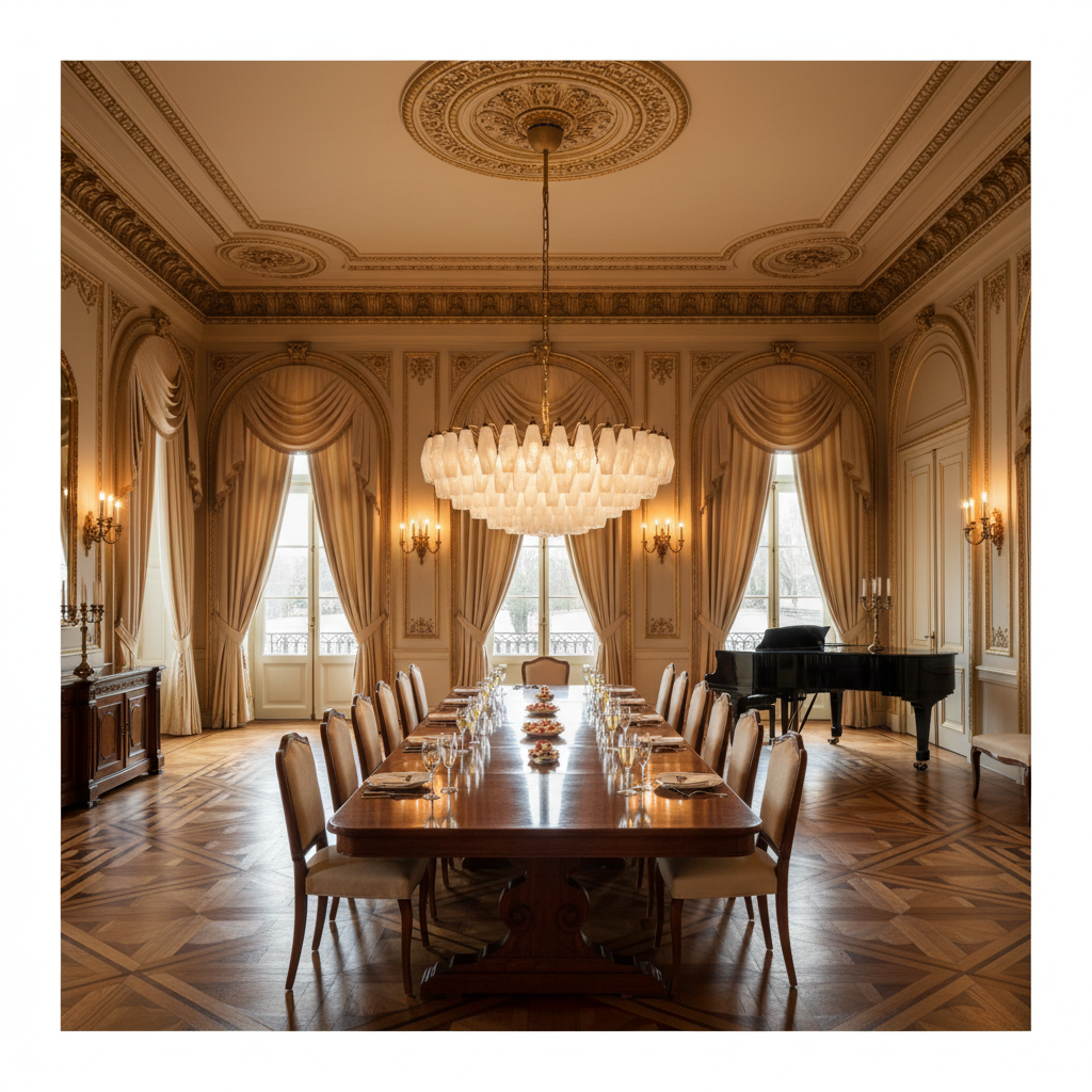 Murano Chandelier – Poliedri – 185 glass – White Alabaster