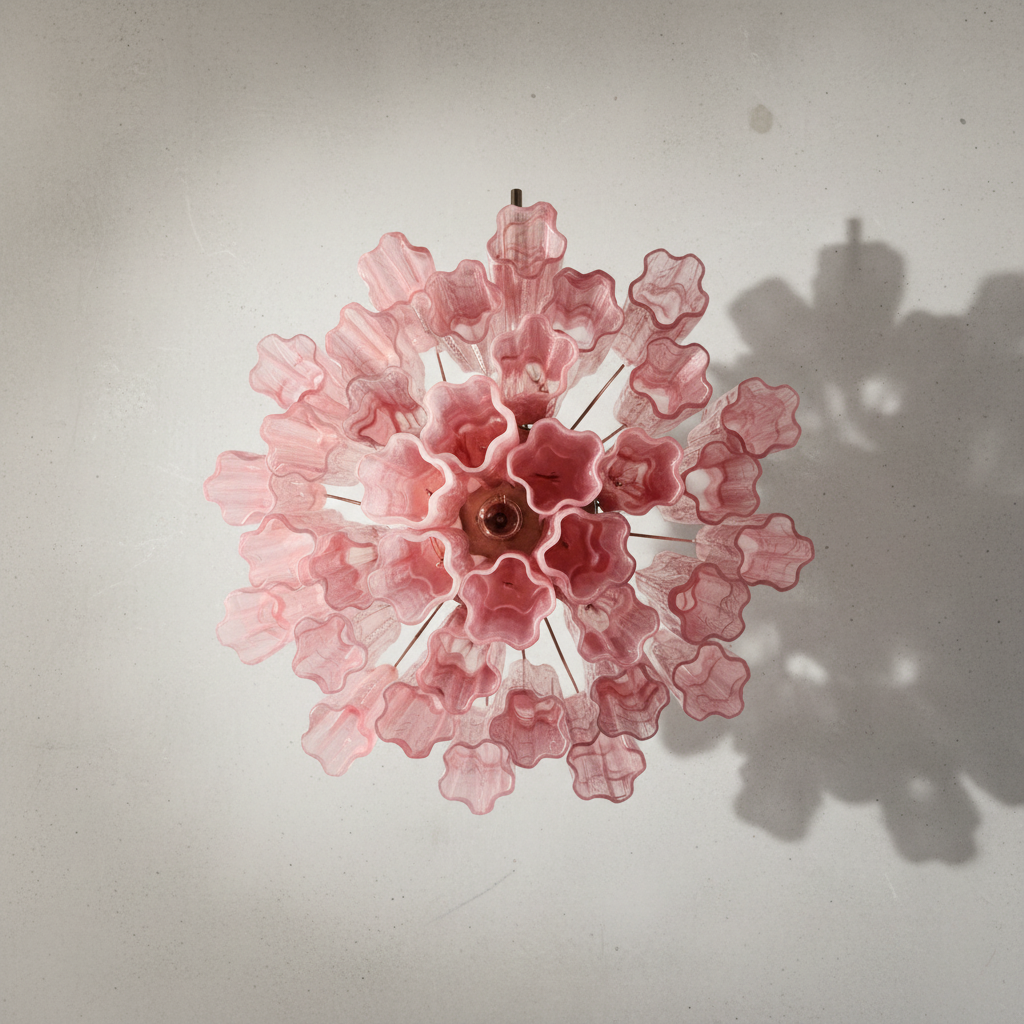 Murano Chandelier – 36 tubes – Alabaster Pink