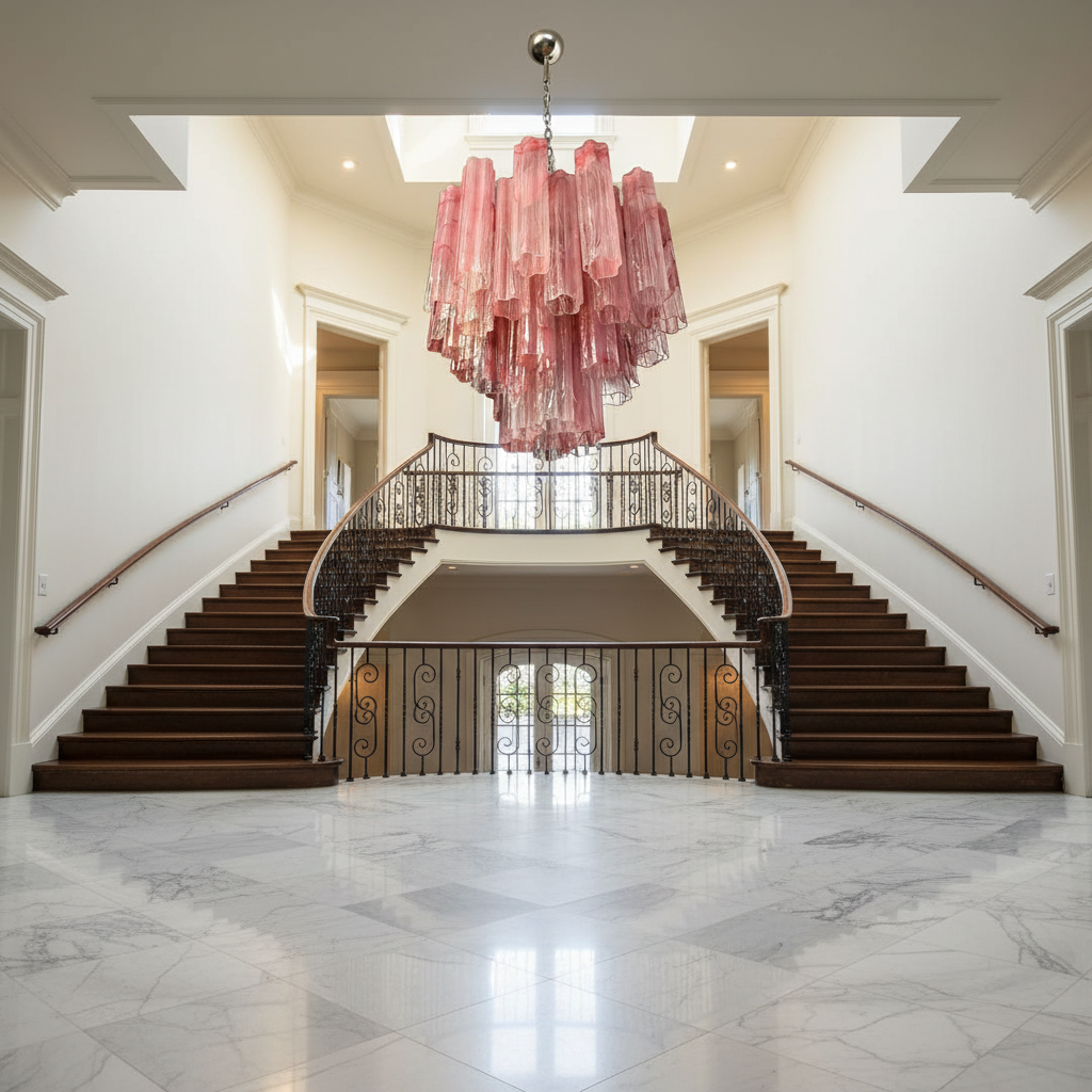 Murano Chandelier – 36 tubes – Alabaster Pink