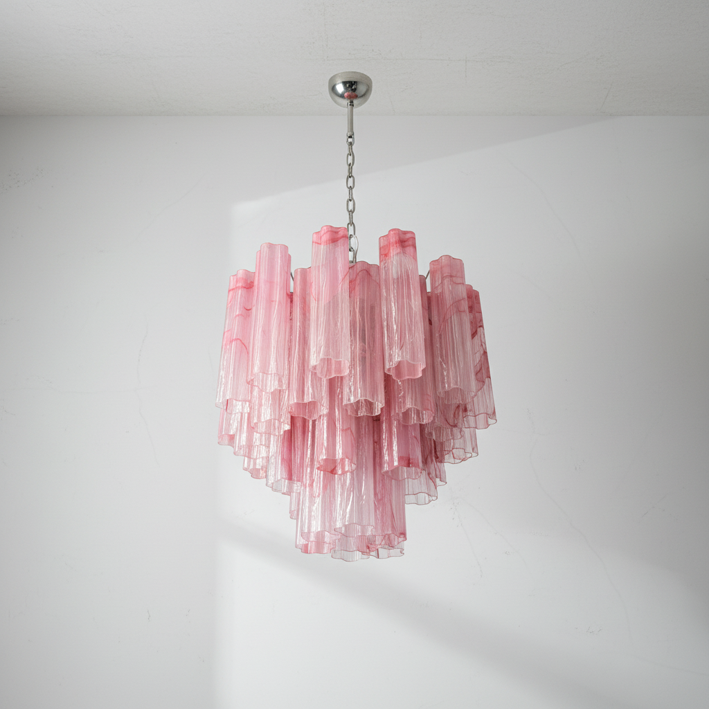 Murano Chandelier – 36 tubes – Alabaster Pink