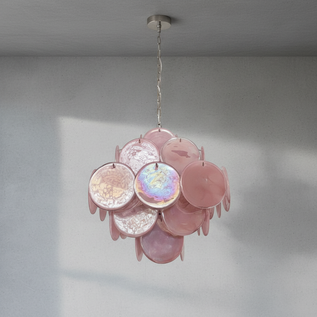 Murano Chandelier 36 Pink Disks