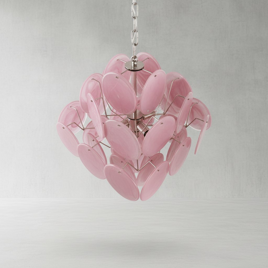 Murano Chandelier 36 Pink Disks