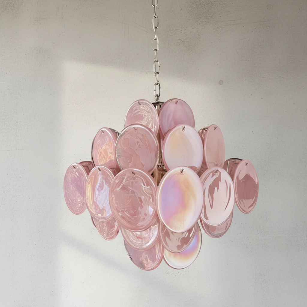 Murano Chandelier 36 Pink Disks
