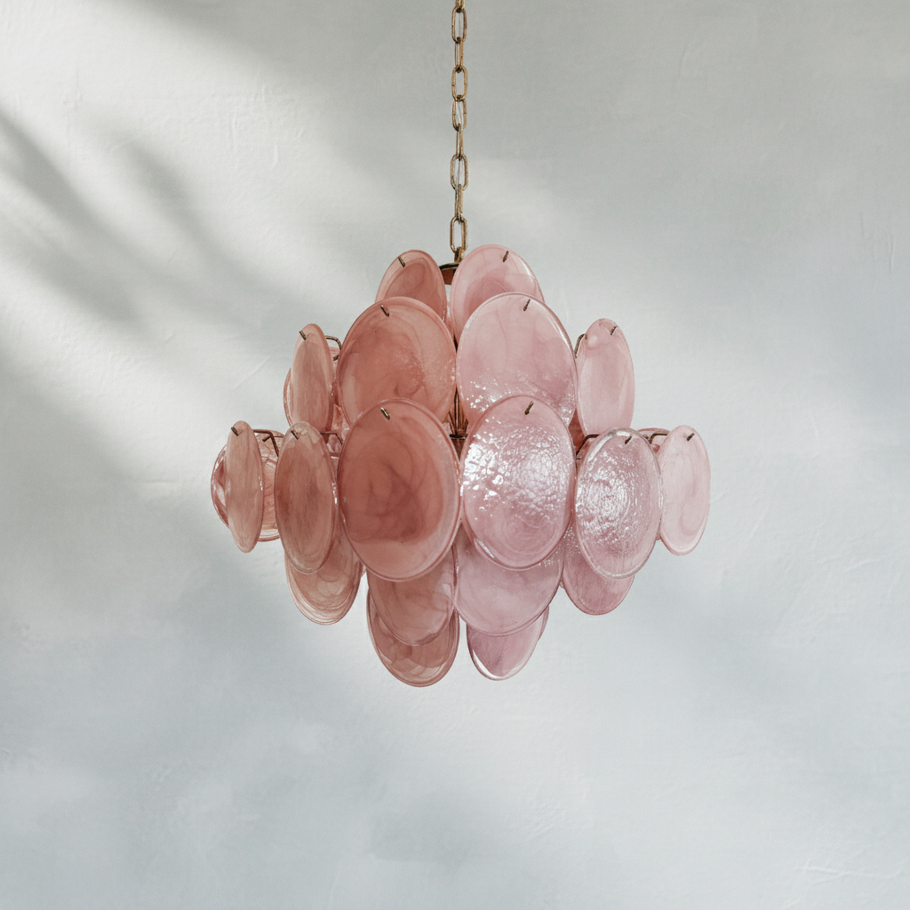 Murano Chandelier 36 Pink Disks