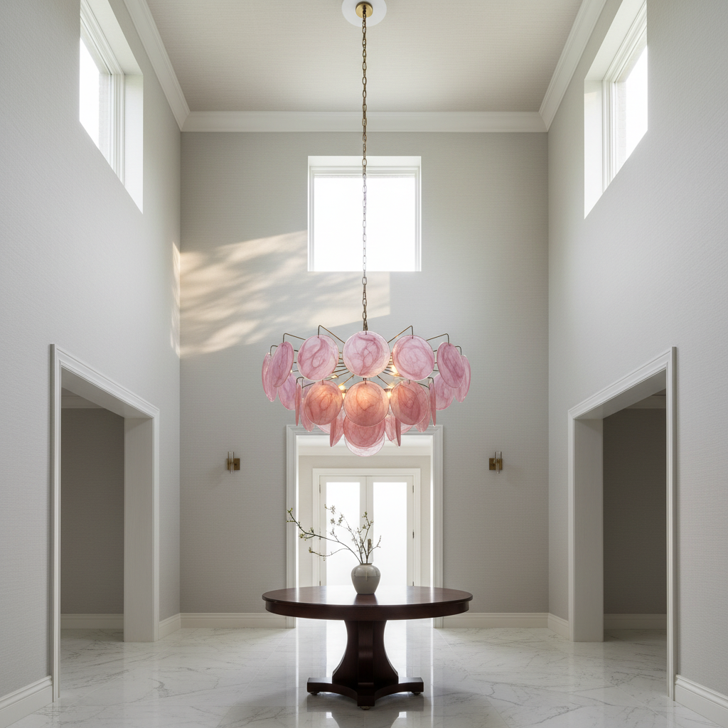Murano Chandelier 36 Pink Disks