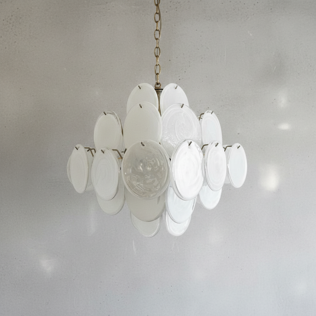 Murano Chandelier 36 White Disks
