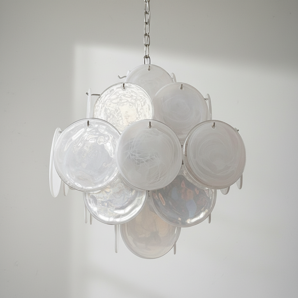 Murano Chandelier 36 White Disks