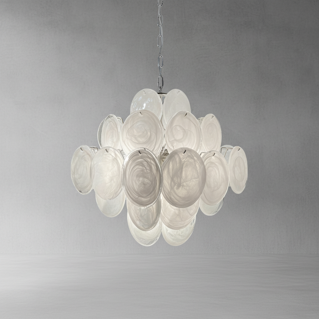 Murano Chandelier 36 White Disks