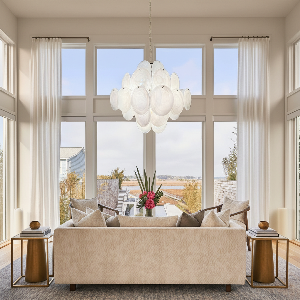 Murano Chandelier 36 White Disks