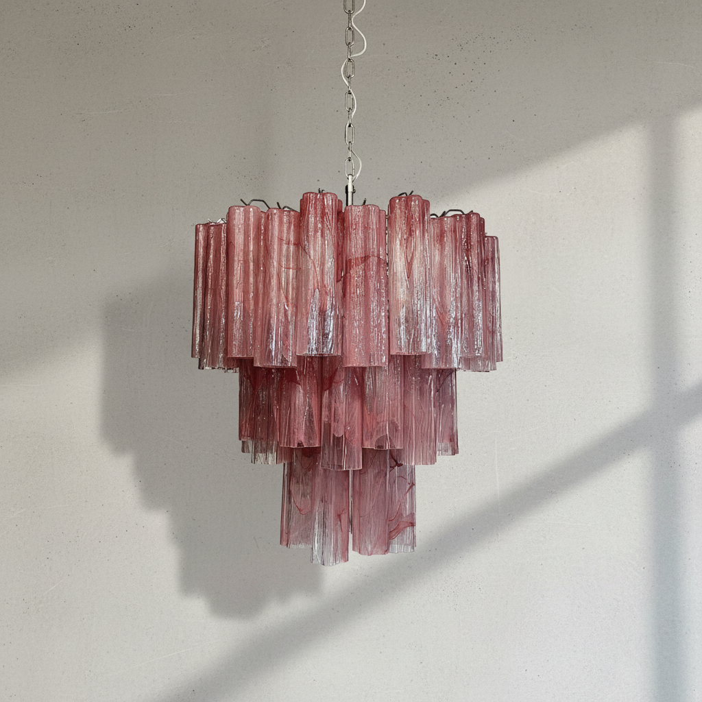 Murano Chandelier – 48 tubes – Alabaster Pink