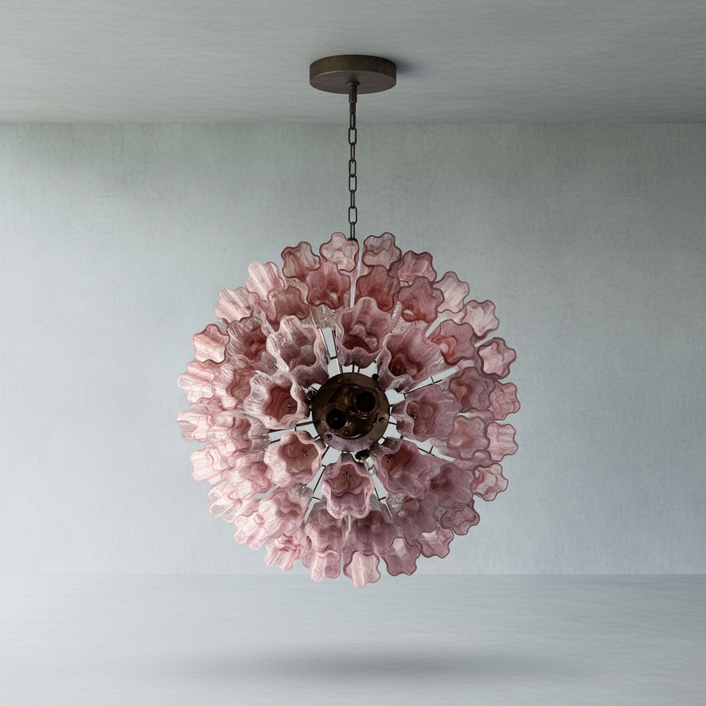 Murano Chandelier – 48 tubes – Alabaster Pink