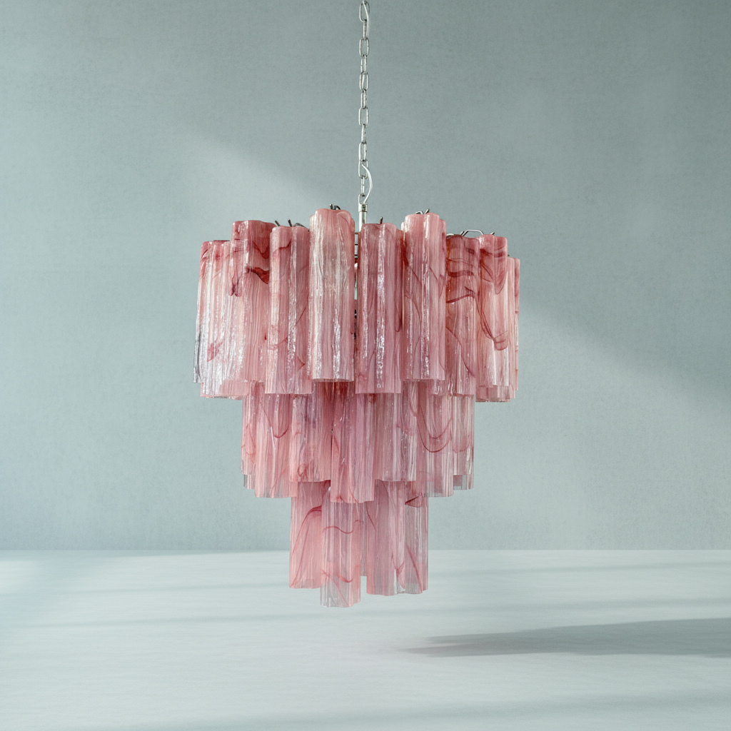 Murano Chandelier – 48 tubes – Alabaster Pink